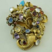A multi gem set cornucopia spray brooch, in the Regency style,