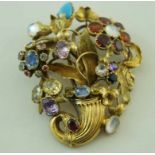 A multi gem set cornucopia spray brooch, in the Regency style,