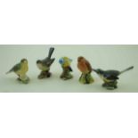 A collection of Five Beswick figures of birds, comprising of the Blue Tit,