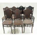 A set of six bentwood and embossed chairs, with labels Jacob and Josef Kohn to undersides,