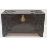 A Chinese carved camphor wood chest, with stained finish, 59.