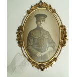 A large photograph on glass of Private George Brine, of Canadian Infantry, service number 886077,