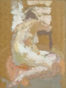 20th century school
Life drawing study of a figure seated
Acrylic on card
12.5cm x 9.