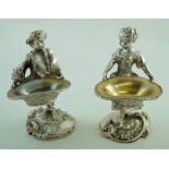 A pair of plated table salts after Garrard models,