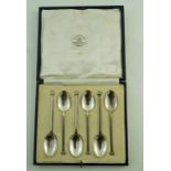 A cased set of six silver teaspoons,