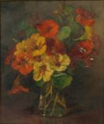 Catherine M. Wood
Still life with a vase of Nasturtiums
Oil on canvas
Signed lower
30.2cm x 25.