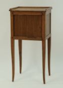 A George III oak pot cupboard with tambor front and square tapering legs, 80cm high, 40cm wide,