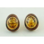 A pair of citrine and agate clip earrings,