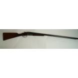 A 12 gauge, Layona shotgun, box lock extractor, side by side, choke 1/2 + 3/4,