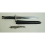 A Swiss military rifle bayonet in sheath;