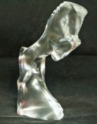 A Baccarat glass figure of a rearing horse, factory etched marks,