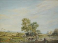 Circle of William Turner of Oxford
Figures and horse in a landscape
Oil on canvas
38cm x 51cm