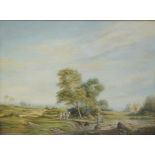 Circle of William Turner of Oxford
Figures and horse in a landscape
Oil on canvas
38cm x 51cm