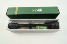 A Richter Optik 6-24 X 50 IR rifle scope, complete with mounts and flip covers, boxed, 41.