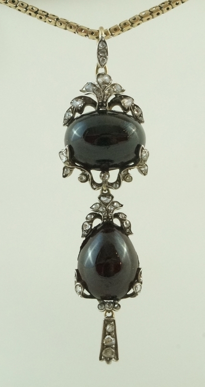 A mid Victorian garnet and rose diamond pendant,