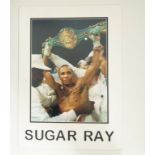 A signed printed photograph of boxer Sugar Ray Leonard,