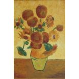 After Vincent Van Gough
Sunflowers 
Oil on canvas
Bears signature
90cm x 59cm