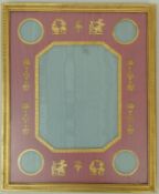 A fine 19th century gilt metal rectangular frame containing a pink watered silk mount for a central