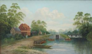 19th century, Primative school
On the Thames and A view of Windsor Castle
Oil on canvas,