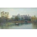 19th century, Primitive school On the Thames and A view of Windsor Castle Oil on canvas,