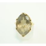 A 9 carat gold single stone smoky quartz ring, 6 g gross,