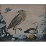 Robert Morris after Samuel Dixon The Common Heron with duck and shells Embossed paper and