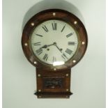 A Victorian wall clock with rosewood case,