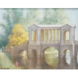 Kathleen Williams Prior Park bridge Oil on canvas board Signed lower left 40cm x 51cm And another