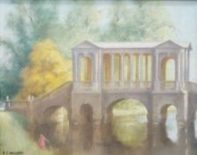 Kathleen Williams Prior Park bridge Oil on canvas board Signed lower left 40cm x 51cm And another