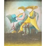 Jose Roybal (1922-1978) The musicians Oil on board Signed lower right 51.5cm x 62.