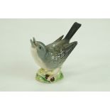 A Beswick figure of a white throat, beak open, first edition, printed marks in black,