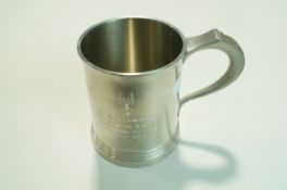 A pewter tankard awarded to Vince Moore, from the Lads R.SQN (V) 22 S.A.S. Feb 1983-Aug 1985, 11.