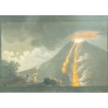 A pair of aquatints of Vesuvius' eruption, hand coloured, sight 24.5cm x 34.