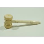 A 19th century detachable ivory gavel, with semi reeded handle,