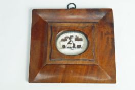 A Victorian carved ivory roundel of three deer in moulded mahogany frame, overall 11cm x 12.