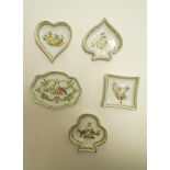 A set of five Limoges pin trays in the form of a suite of cards around a shaped rectangular dish,