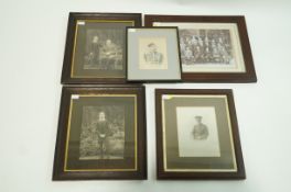 A pair of framed Edwardian family photographs, 20cm x 15cm, together with a college photograph of A.