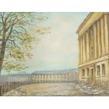 George Horne The Royal Crescent, Bath Oil on canvas board Signed lower right 18.5cm x 23.