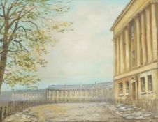 George Horne The Royal Crescent, Bath Oil on canvas board Signed lower right 18.5cm x 23.