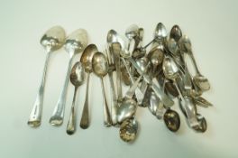A collection of antique silver Old English pattern flatware, various makers and dates,