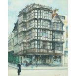 W. M. Endicott Tudor shop front Watercolour and bodycolour Signed and lower right 29.