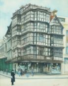 W. M. Endicott Tudor shop front Watercolour and bodycolour Signed and lower right 29.