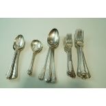 A matched part table service of thread pattern silver flatware, by Elkington & Co,