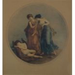 After Angelica Kauffman Cupid with two maidens Coloured stipple engravings 43cm x 37cm