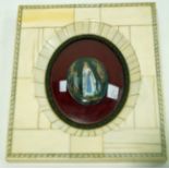 An early 20th century piano key miniature frame, 14.5cm x 12.