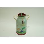 A two handled milk churn and cover, painted with a farming scene and signed "Raphael.....A", 51.