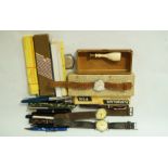 WITHDRAWN A small collection of pens including The Golden Platinum Burnham,