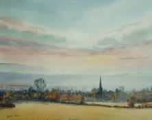 Mark Lancelot Symons (1887-1935) Queensborough Church Sunset Watercolour Signed lower right and