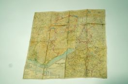 A silk scarf depicting the German frontier borders and escape routes,