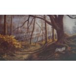 Roger F Jones Badgers in the wood Coloured print Signed and numbered 040/650 lower left 43cm x